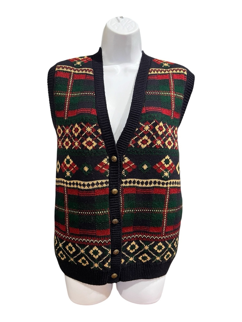 Vintage Alfred Dunner Plaid Sweater Vest Dark Academia Grandmacore Size Lg.